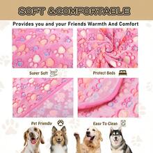 Upgraded Dog Blankets For Large Dogs Dog Cat Blankets Washable 40" X 50" Soft Pet Mat Throw Cover For Kennel Crate Bed Cute Paw Pattern Dog Blanket Pet Blanket 1 Pack Pink - 40x50吋+粉紅色 - 查看 3