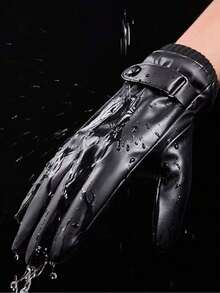 1 Pair Elegant Casual PU Leather Quilted Women's Warm Touchscreen Gloves, Windproof Waterproof Thermal Lined, Suitable For Daily Wear, Outdoor Sports, Driving All Season, Autumn/Winter - A - View 9