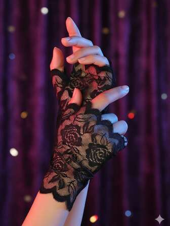 Halvfingerhandskar i spets med solskyddsmedel för sommaren, daggfingerkörning, utomhussport, damhandskar med halvt skurna tunna handskar för vuxna