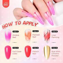Sponge Patting Painting Gel, 16 Colors Gradient Gel Nail Polish Suitable For Gradient Nails, Halo Nails, French Manicure DIY Nail Art Highlight DIY Palette Cloud Fluff - 紅色 - 查看 4