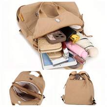 2025 Estate Donna Elegante Casual Multifunzionale Borsa a Tracolla/Zaino, Design con Chiusura a Cerniera, Fodera in Nylon e Poliestere Resistente, Molteplici Scomparti - Cachi/Bianco Sporco/Nero, Borsa a Mano Stile Semplice, Trattamento di Texture Liscia, Accessori da Viaggio, Struttura Leggera, Adatta per Studenti Universitari