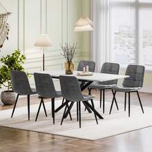 White Marble Table + PU Grey Chairs
