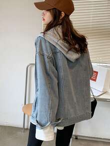 Women Denim Jackets & Coats - 淺藍色 - 查看 5