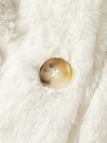 休闲优雅时尚别致通勤日常温暖浪漫蓬松长款女士冬季外套，厚实开衫 - 白色 - 查看 9