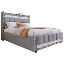 Bed Frames - LIGHT GREY + Upholstery + 140cm*200cm - View 11