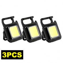 1 件装铝合金 Type-C 可充电 LED 手电筒迷你多功能 300mah 4 档可调手电筒带挂钩磁性背架开瓶器适用于露营和钓鱼应急照明，露营配件 - 黑色 - 查看 10