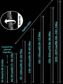 1pc Extra Long No Drill Stainless Steel Adjustable Curtain Rod, 2.5CM Diameter, Black/Silver Curtain Rod, Wardrobe Hanging Rod, Retractable Rod, Clothesline, No Drilling Required, Stainless Steel Material, Easy Installation, Multi-Purpose For Bedroom, Balcony, Wardrobe, Outdoor Clothesline