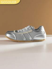 GOSOUER Zapatillas de ballet de suela blanda para mujer, zapatos deportivos con malla transpirable y cordones, suela plana, ligeros, para uso deportivo casual, compras y uso diario