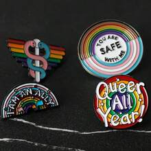 1pc Creative Rainbow Letter Badge Brooch, Fashion Enamel Lapel Pin, Collar Pin, Clothing Brooch, Metal Brooch, Fashion Jewelry Gift For Friends Christmas