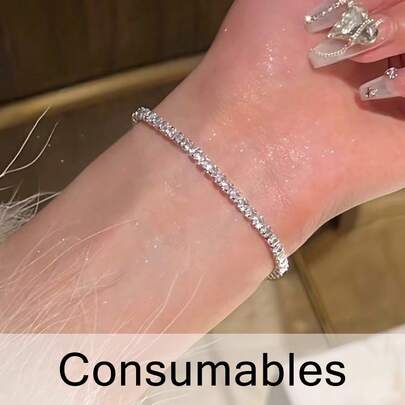 1 件/2 件银色/金色/彩色/玫瑰金水钻锆石锌合金手链，奢华简约全铺锆石手链，精致时尚珠宝配饰适合女性日常佩戴