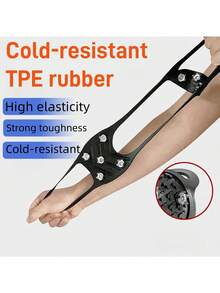 1 Pair 10-Teeth Ice Cleats, Manganese Steel Spikes + Rubber TPE Strap, Outdoor Traction Crampons For Hiking, Traveling, Fishing, Snow, Anti-Slip Shoe Covers, Winter Outdoor Shoe Spikes, Winter Shoe Sole Grips