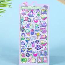 Adesivos Relevo 3D, Design de Animais Cartoon e Doces, Adesivos de Cristal DIY para Decoração de Capas de Celular, Adesivos de Recompensa para Professores