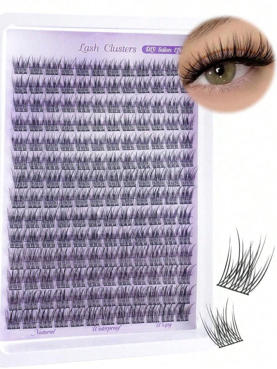 14rows/168pcs Eyelash Cluster Waterproof Mink, Natural Soft Curl Eyelashes,10-16mm Mixed 0.07mm C/D Natura Lashes , Lightweight DIY Lashes For Natural To Dramatic Makeup, Suitable For Daily Use And Events - D - 查看 1