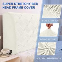 YSTYLE 床頭板套，雙人/單人床彈性床頭板套，可洗雙人床床頭板套，床頭板套，床頭板套 - 白色 - 查看 4