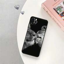 Funda Mate para Teléfono Compatible con  16 Plus 15 14 13 12 11 Pro Max Mini 7 8 XR 16Pro XSMax Corona de Tigre Rey León Tigre Funda Negra Suave, Funda Compatible con  17,  17 Pro,  17 Pro Max - UUAZA01 - Ver 9
