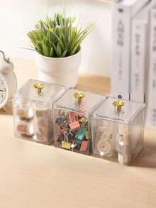 Organizer per il trucco in acrilico trasparente con coperchio - Leggero, scatola portaoggetti da bagno montata a tensione per cotton fioc e dischetti detergenti