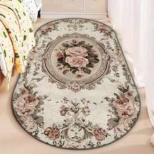 1件复古欧式玫瑰椭圆形地毯，宫廷玫瑰花卉椭圆形地毯，装饰地毯，卧室装饰，小地毯，地毯，家居装饰，客厅地毯，客厅小地毯，卧室地毯，客厅家居装饰，户外地毯，可水洗地毯，长毛绒地毯，毛绒地毯，秋冬季地毯，厚绒/长毛 - 彩色 - 查看 4