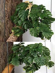 Reptile Habitat Artificial Plants, Amphibian Tank Shelter Hanging Plants, Climbing - Terrarium With Suction Cup Base, Tank Decoration, Suitable For Bearded Dragons, Lizards, Snakes, Geckos, Frog-Hamsters