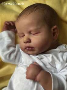 50cm Sleeping Baby Reborn Doll With 3D-Paint Skin And Vein, Like Real 20inch Handmade (Soft Vinyl Limb, Cloth Body) Newborn Baby Boy And Girl Birthday Gift Bedtime Toy For 3+ Kids