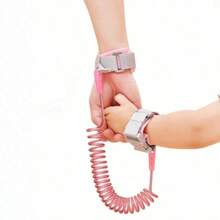 1pc Upgraded Anti-Lost Baby Leash Bracelet With Key Lock, Retractable Child Safety Wrist Link - 粉色 - 查看 8