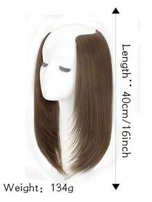 16Inch HalfHead Wig Collarbone Black Long Straight Wig Buckle Female Long Hair Natural Invisible One Piece Wig Piece - Light Brown - View 4