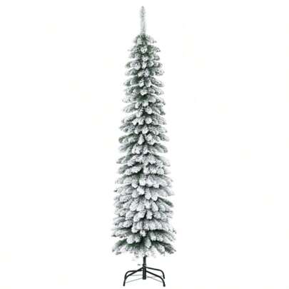 Artificial Christmas Tree, Snow-Covered, Slim Design, Fire-Resistant, 180 Cm, Green/White On-Site