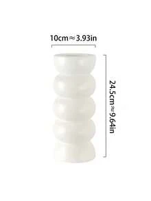 1 pièce Vase en céramique blanche minimaliste et chic en forme de chenille, design haut de gamme, décoration de niche pour arrangement floral au salon, table de chevet, accessoires pour la maison, pot de fleurs pratique et élégant pour le salon, la salle à manger, l'entrée, la chambre, le balcon