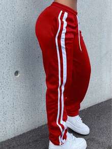 Women's  Straight Leg Lowrise Sweat Pants Drawstring Elastic Joggers Pantswith Pockets - 紅色 - 查看 7