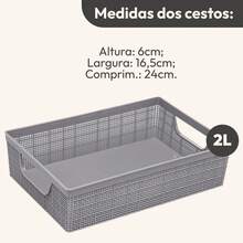 Kit 3 Stackable Plastic Organizer Baskets 2 Liters Kitchen Bathroom Kitchen - Gray 3 - View 5