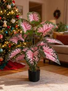 1 Piece Realistic Monstera Leaf Artificial Plant - Suitable For Home, Office, Garden Decor In Autumn/Winter, Great For Christmas, Halloween, Thanksgiving, Easter, Diwali, Day Of The Dead - All Season (Pot Not Included) - Multicolor - View 2