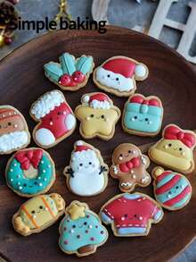 Cute Christmas Cookie Molds, Parent-Child Kitchen Cookie Molds, Fun Cartoon Pattern Cookie Stamps, Christmas Decoration, Cake Decoration Cookie Shapers, Dessert Making Tools, Creative Gift - White - View 13