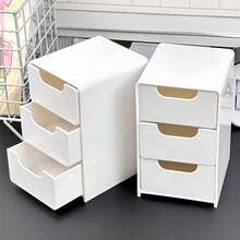 1pc Classic White Plastic Stackable Storage Drawers Set, Suitable For Office Supplies, Jewelry, Cosmetics - Space-Saving Desk Organizer For School And Dorm Use