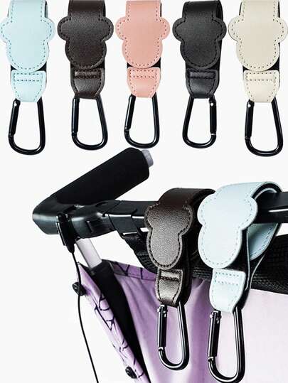 Pu Leather Stroller Hooks - Seat Handle Portable Carabiner Clips With Hook And Loop Straps. Seat Handle Hooks, Travel Carabiner .Functional For Hanging Diaper Bags, Mommy Bags, Shopping Bags, Water Bottles & Daily Essentials . Ideal For Moms, For Daily Strolls, Grocery Shopping, Outdoor Trips, Parent-Child Outings, Park Visits & Travel .It Is The Best Choice For Birthday Gifts, New Year Gifts, Halloween, Christmas.