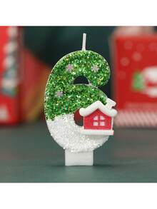 1 pieza Vela de cumpleaños con número azul de 0 a 9 con diseño de copo de nieve, ideal para fiestas de cumpleaños, decoraciones navideñas y regalos de Navidad