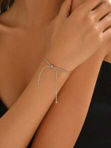 1pc Fashionable Snake Chain Stainless Steel Bracelet For Women, Sophisticated & Versatile Accessory For Daily Wear Or Festive Occasions - Silver - View 11