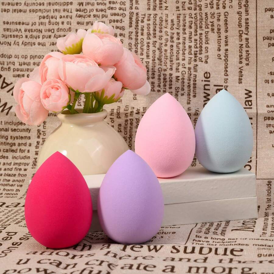 4pcs Makeup Sponge Set Multicolor Beauty Sponge, Latex Free For All Skin Types, Dry & Wet Use For Foundation Blender Flawless For Cream Powder And Liquid,Cheap,Stocking Stuffers,Makeup,Makeup Tools,Cheap Stuff,Gifts,Gifts For Women,Christmas Gifts,Giveaways,Travel,Cheap Stuff,Travel Essential - Multicolor - View 1