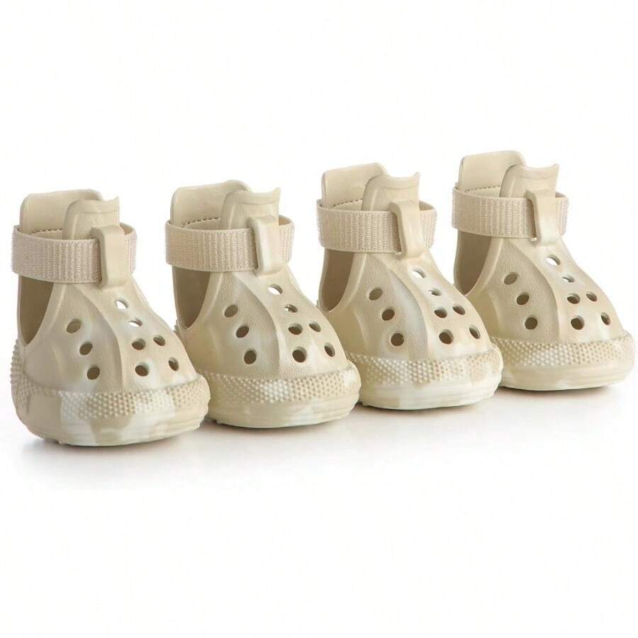 Dog Shoes For Hot Summer Pavement Dog Shoes For Small Dogs Waterproof Dog Boots Paw Protectors NonSlip Dog Rain Booties Easy Clean Sandals For Beach Khaki Size 3 - Màu Khaki - Xem 1