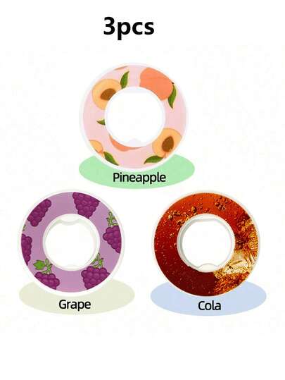 3pcs /5pcs Round Fruit Drink Flavor Pod, Creative 0 Sugar 0 Calorie Flavor Ring, Suitable For Plastic Water Bottles, Sports Water Cups, Sports Cup Accessories
