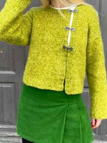 Women's Casual Long Sleeve Metal Button Cardigan, Suitable For Daily Wear, Brunch, Tea Party, Travel, Country Music Concert, Spring/Autumn/Winter