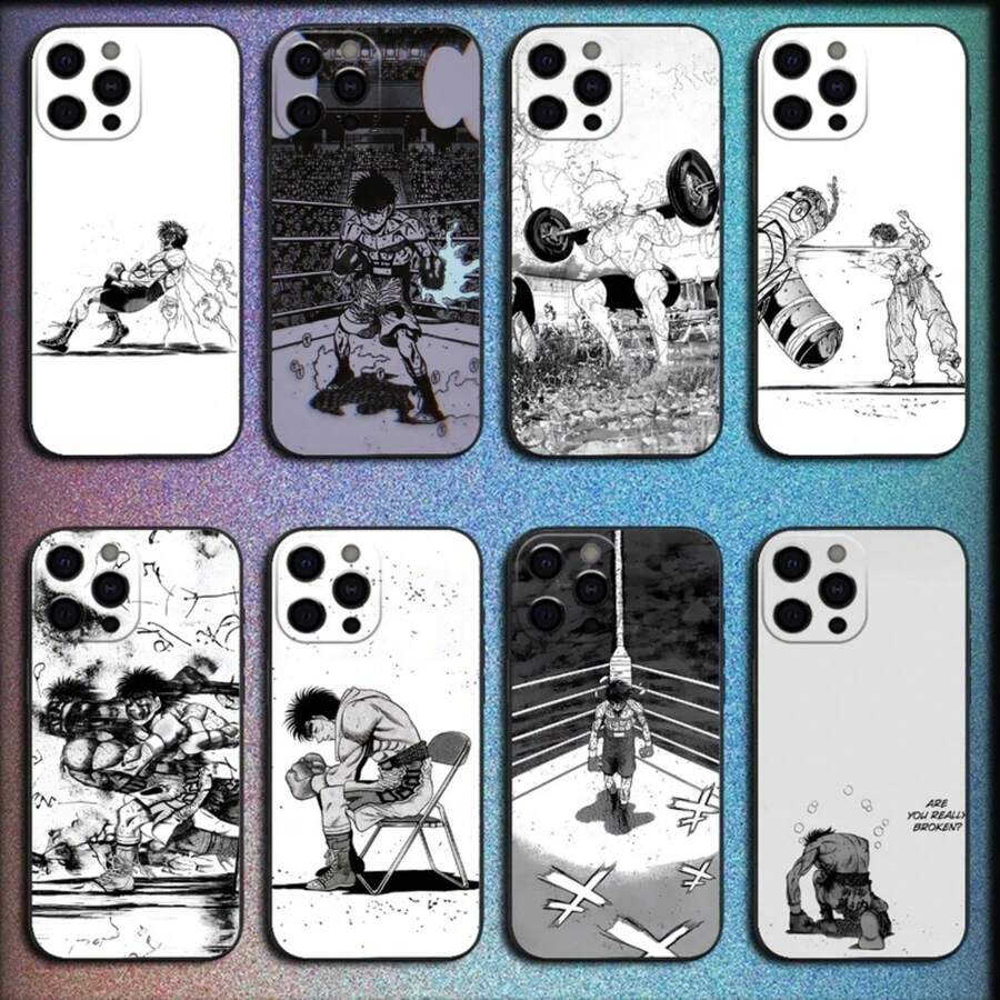 Funda de Teléfono de Boxeo H-Hajime no Ippo para iPhone 17 16 15 14 13 12 11 Ais/Pro/Max/Plus Cubierta Negra Suave - z5 - Ver 1