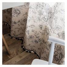 Bohemian Curtains 84 Inch Length, 2 Panels Floral Drapes For Living Room, French Country Farmhouse Window Treatments, Semi Sheer Cotton LinenToile Curtains - 多色166 - 查看 5