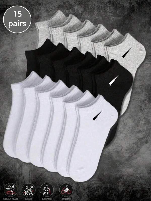 15 Paar klassische einfarbige atmungsaktive Herren Knöchelsocken, geeignet für den täglichen Gebrauch in allen Jahreszeiten (Das Muster auf den Socken ist gewebt, nicht gestickt oder Muster. Es kann Unterschiede zwischen dem tatsächlichen Produkt und dem Bild geben, wie z.B. diagonale Muster, was ein normales Phänomen ist.) (1/3/5/9/10/15/20/30/50/90/150 Paar)