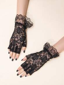 Elegant Lace Fingerless Gloves, Light And Breathable, Elegant And Sexy, Suitable For Date Parties, Halloween, Christmas, Valentine's Day