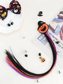 Pinza para el cabello con diseño de calabaza de dibujos animados, estilo clásico y creativo con forma de calabaza en colores naranja, negro y morado, accesorio esencial para el cabello en Halloween
