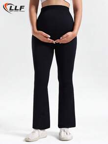 LLF Maternity Seamless Knit Yoga Flare Pants, High Stretch Fitness Leggings, Slim Fit Yoga Pants Suitable For Workout, Yoga, Exercise, Versatile Casual Wear - Black - View 3