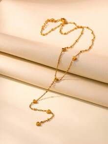 Colar longo em forma de coração em aço inoxidável para mulheres, colares de corrente antidesbotamento banhados a ouro 18K, joias para casamento e férias, acessórios para baile de formatura, presentes de Natal para mãe/melhor amiga