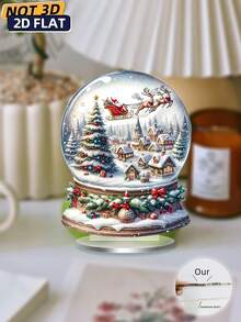经典圣诞雪球，带有乡村场景、圣诞树和驯鹿 - 适合家庭和客厅的多功能节日装饰 - 完美的圣诞礼物 - 多彩 - 查看 2
