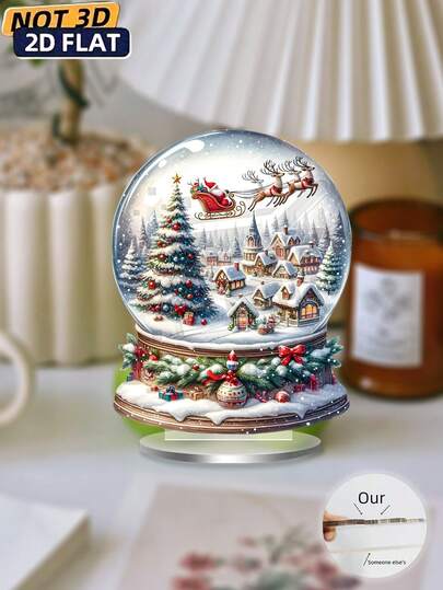 经典圣诞雪球，带有乡村场景、圣诞树和驯鹿 - 适合家庭和客厅的多功能节日装饰 - 完美的圣诞礼物