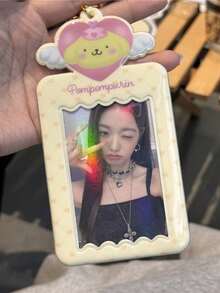 1pc Cute Heart Angel PVC Card Holder, 3 Inch Idol Star Fan Card Protector, Meal Card Storage Pendant