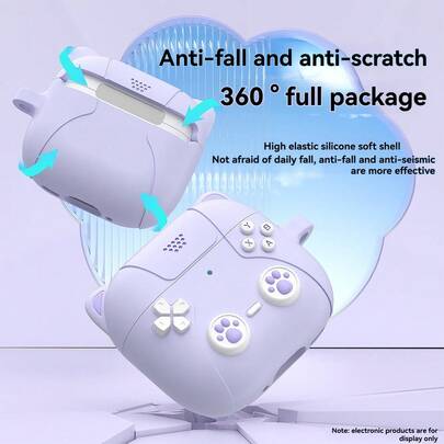 可爱猫耳保护壳适用于 Apple 4 无线耳机，全覆盖软壳，触感良好